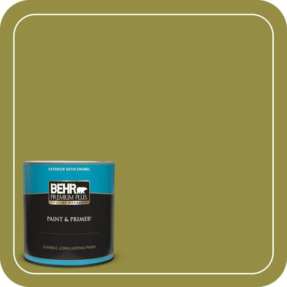 Behr Retro Avocado Satin Enamel Exterior Paint and Primer 1-Quart: $24.98 Behr Retro Avocado Satin Enamel Exterior Paint and Primer 1-Quart: $24.98