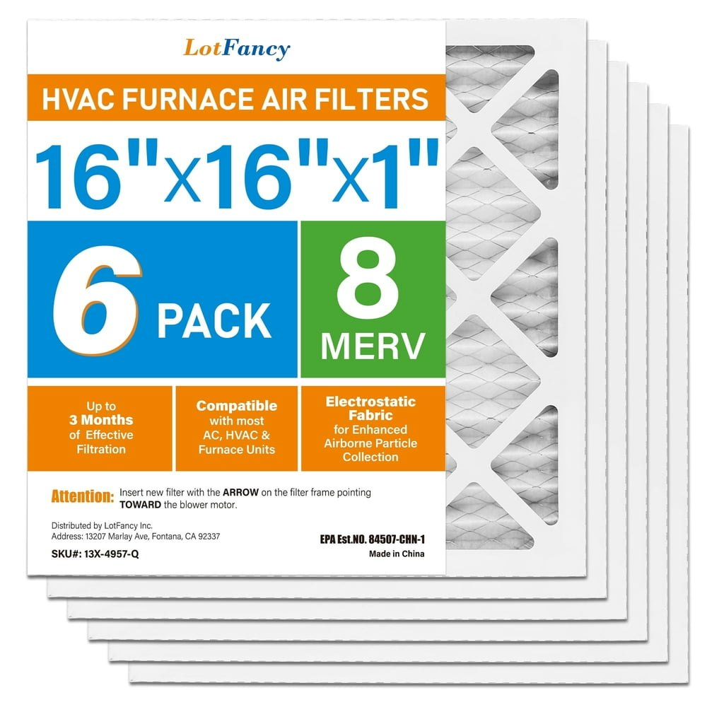 LotFancy 16x16x1 MERV 8 Pleated Air Filters 6-Pack: $34.99
