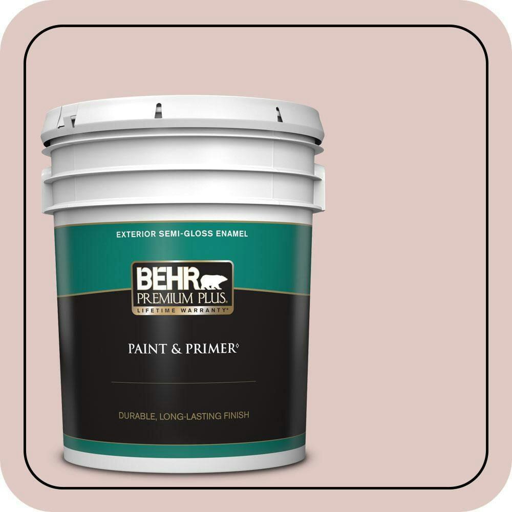 Behr Premium Plus 5-Gallon #160E-2 Pink Semi-Gloss Exterior Paint and Primer: $235 Behr Premium Plus 5-Gallon #160E-2 Pink Semi-Gloss Exterior Paint and Primer: $235