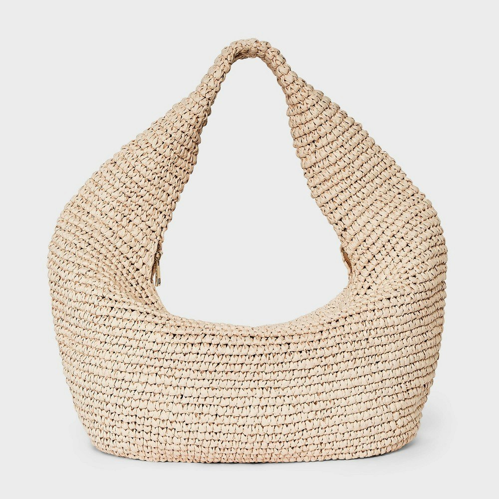 Universal Thread Straw Crescent XL Tote Handbag: $35 Universal Thread Straw Crescent XL Tote Handbag: $35