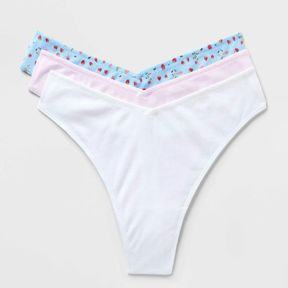 Wild Fable Women's Ribbed Thong Underwear 3-Pack: $15 Wild Fable Women's Ribbed Thong Underwear 3-Pack: $15