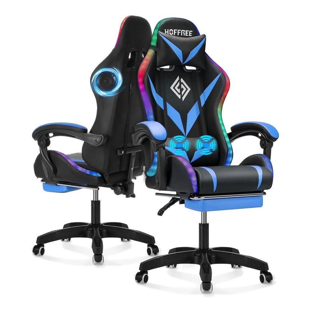 Hoffree Ergonomic Gaming Chair with Speakers, Footrest, and Massage Lumbar Support: $129.97 Hoffree Ergonomic Gaming Chair with Speakers, Footrest, and Massage Lumbar Support: $129.97