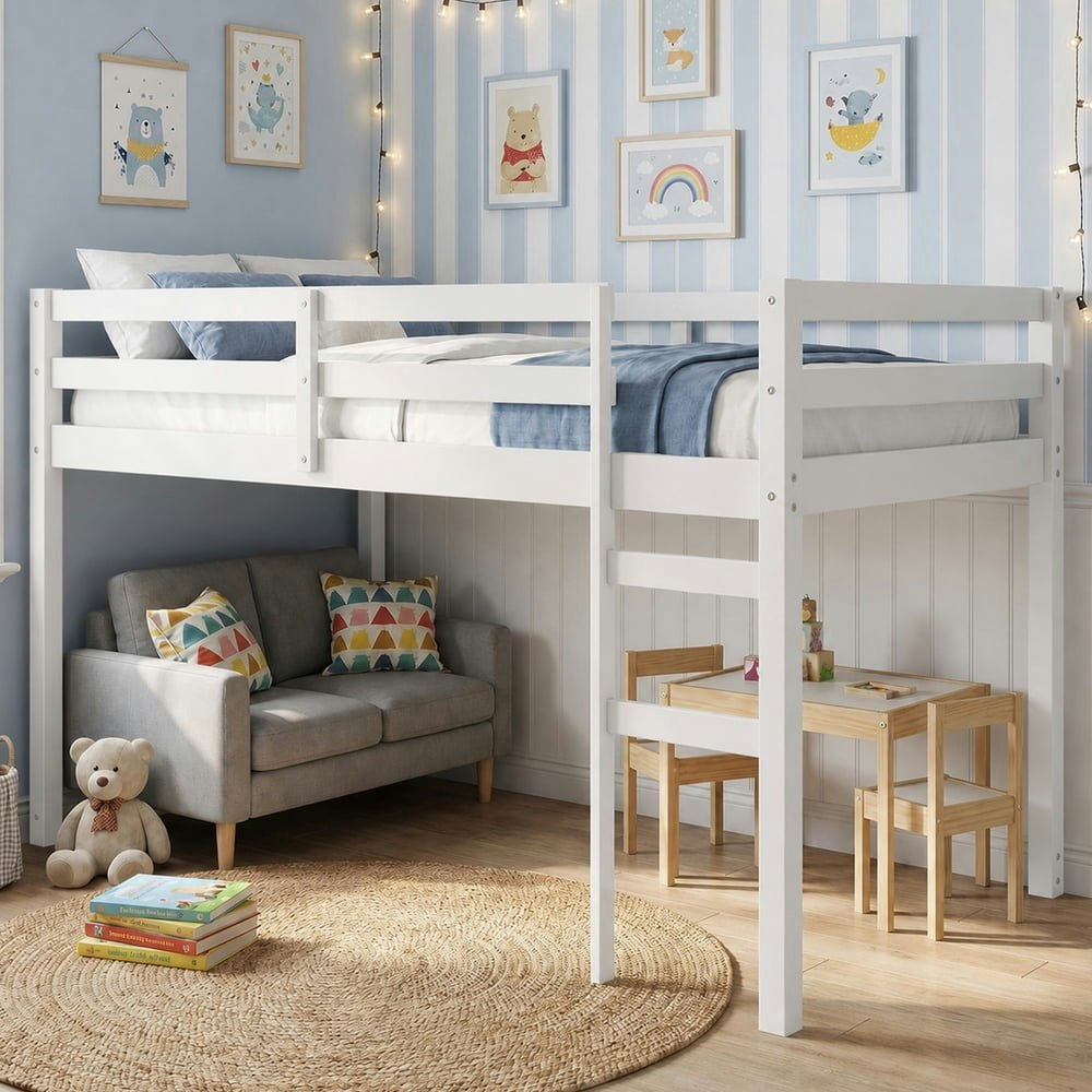 Uhomepro Twin Size Wood Loft Bed: $95.81 Uhomepro Twin Size Wood Loft Bed: $95.81
