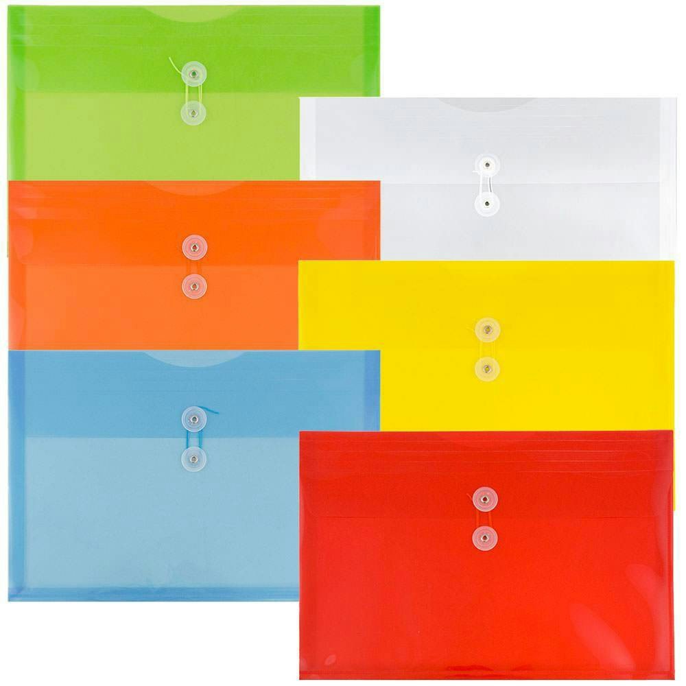Jam Paper 9 3/4" x 14 1/7" Plastic Envelopes with Button and String Tie Closure 6-Pack: $14.99 Jam Paper 9 3/4" x 14 1/7" Plastic Envelopes with Button and String Tie Closure 6-Pack: $14.99