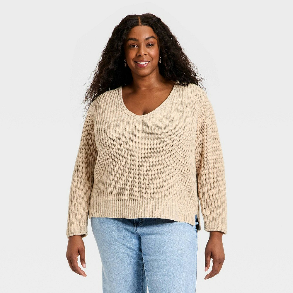 Universal Thread Women's Wide V-Neck Pullover Sweater: $35 Universal Thread Women's Wide V-Neck Pullover Sweater: $35