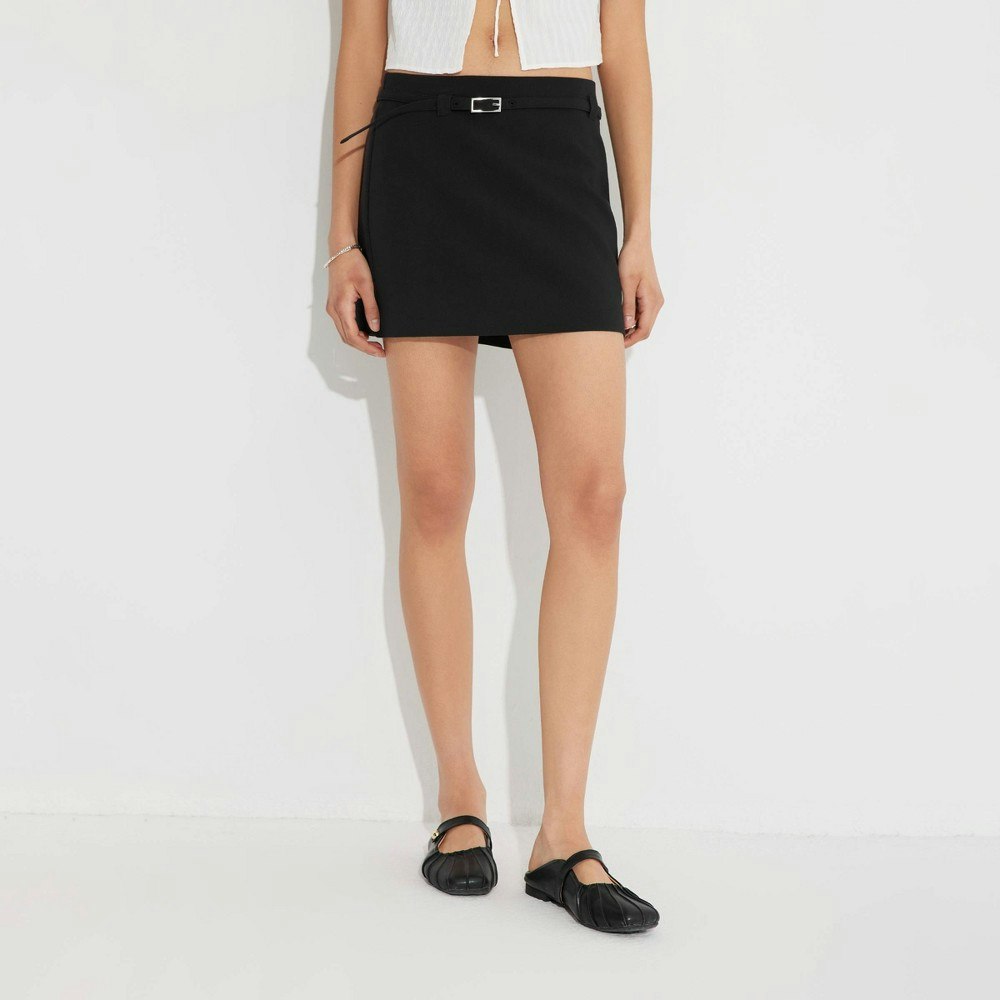 Wild Fable Women's Side Slit Belted Mini Skirt: $30 Wild Fable Women's Side Slit Belted Mini Skirt: $30
