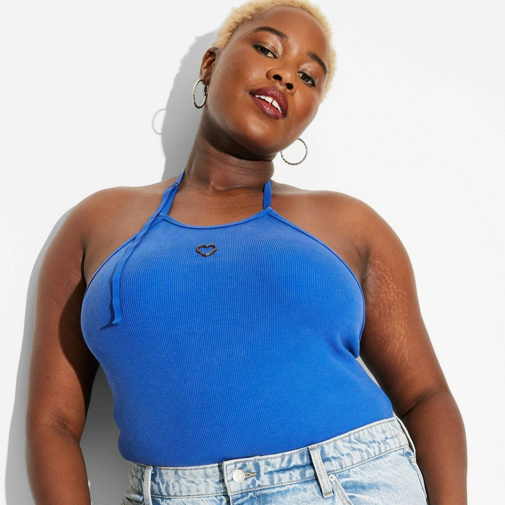Wild Fable Women's High Cut Embellished Halter Bodysuit: $16 Wild Fable Women's High Cut Embellished Halter Bodysuit: $16