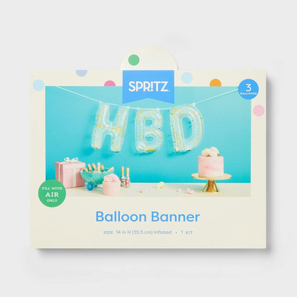 Spritz Birthday Balloon Banner with Gold Confetti: $4 Spritz Birthday Balloon Banner with Gold Confetti: $4