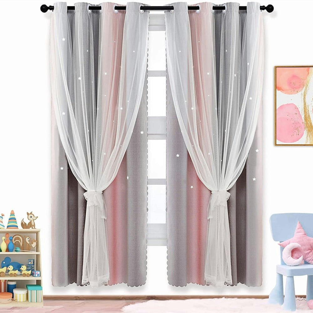 Bshapplus 52x84-Inch Layered Blackout and Sheer Curtain Panel: $15.66