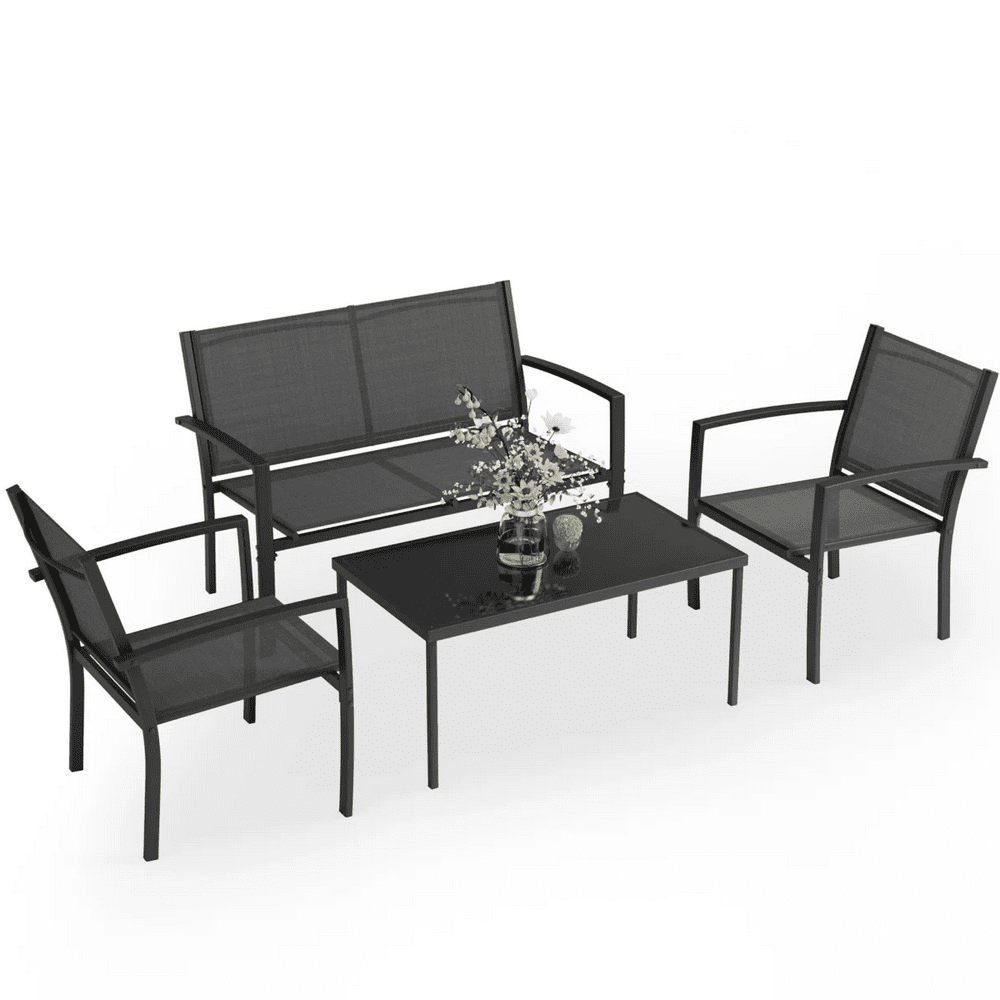 Lacoo 4-Piece Outdoor Steel Patio Conversation Set: $154.19
