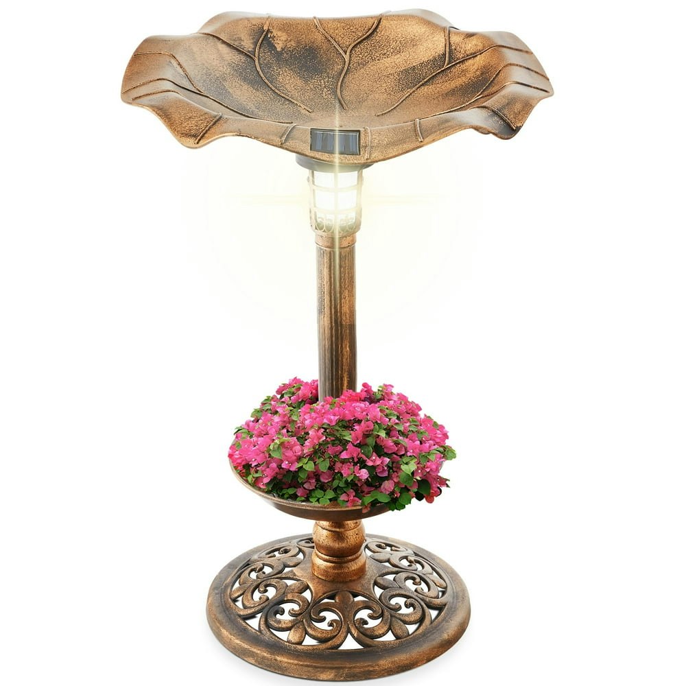 Best Choice Products Solar Lighted Pedestal Bird Bath with Planter: $34.99 Best Choice Products Solar Lighted Pedestal Bird Bath with Planter: $34.99