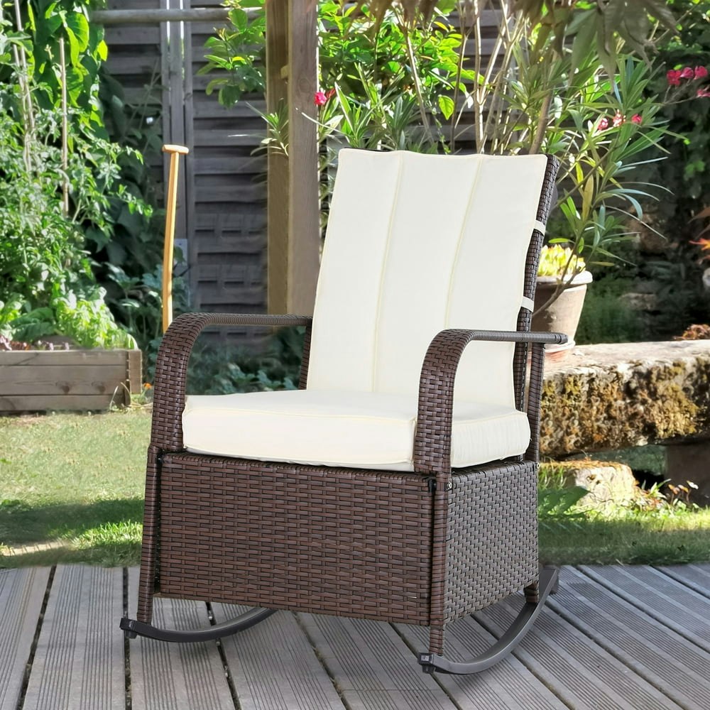 Outsunny PE Rattan Rocking Recliner: $119.59 Outsunny PE Rattan Rocking Recliner: $119.59