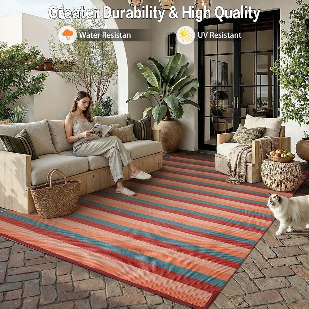 Berthmeer 6'x9' Reversible Plastic Straw Outdoor Rug: $48.99 Berthmeer 6'x9' Reversible Plastic Straw Outdoor Rug: $48.99