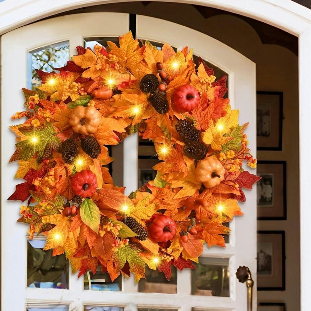 Lyacmy 22-Inch Lighted Fall Wreath: $32.99 Lyacmy 22-Inch Lighted Fall Wreath: $32.99