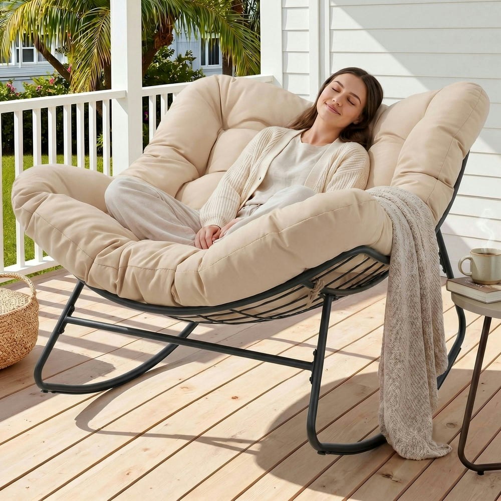 Dovov Oversized Papasan Rocking Chair: $117 Dovov Oversized Papasan Rocking Chair: $117