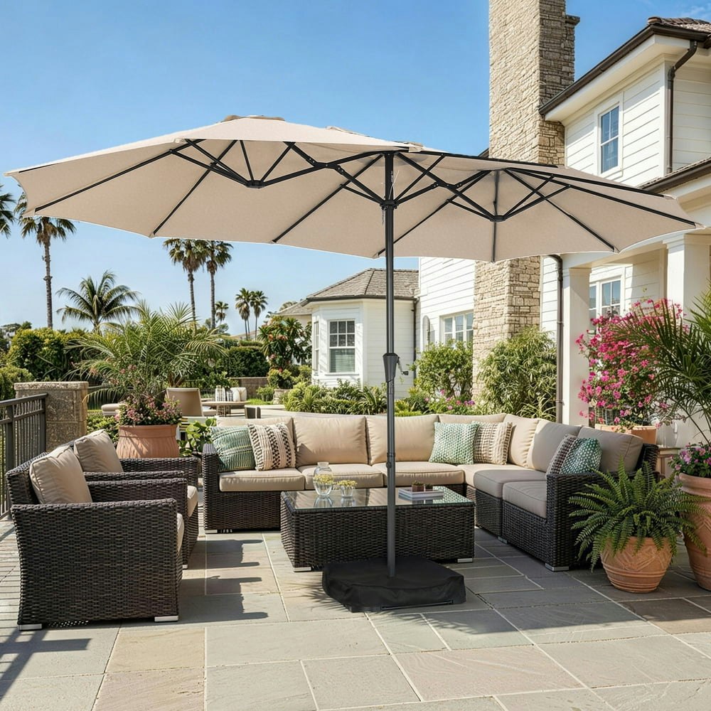 Autlaycil 15-Foot Rectangle Patio Umbrella with Base: $139.99 Autlaycil 15-Foot Rectangle Patio Umbrella with Base: $139.99
