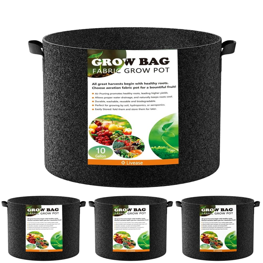 Livease 10-Gallon Fabric Grow Bags 4-Pack: $16.19 Livease 10-Gallon Fabric Grow Bags 4-Pack: $16.19