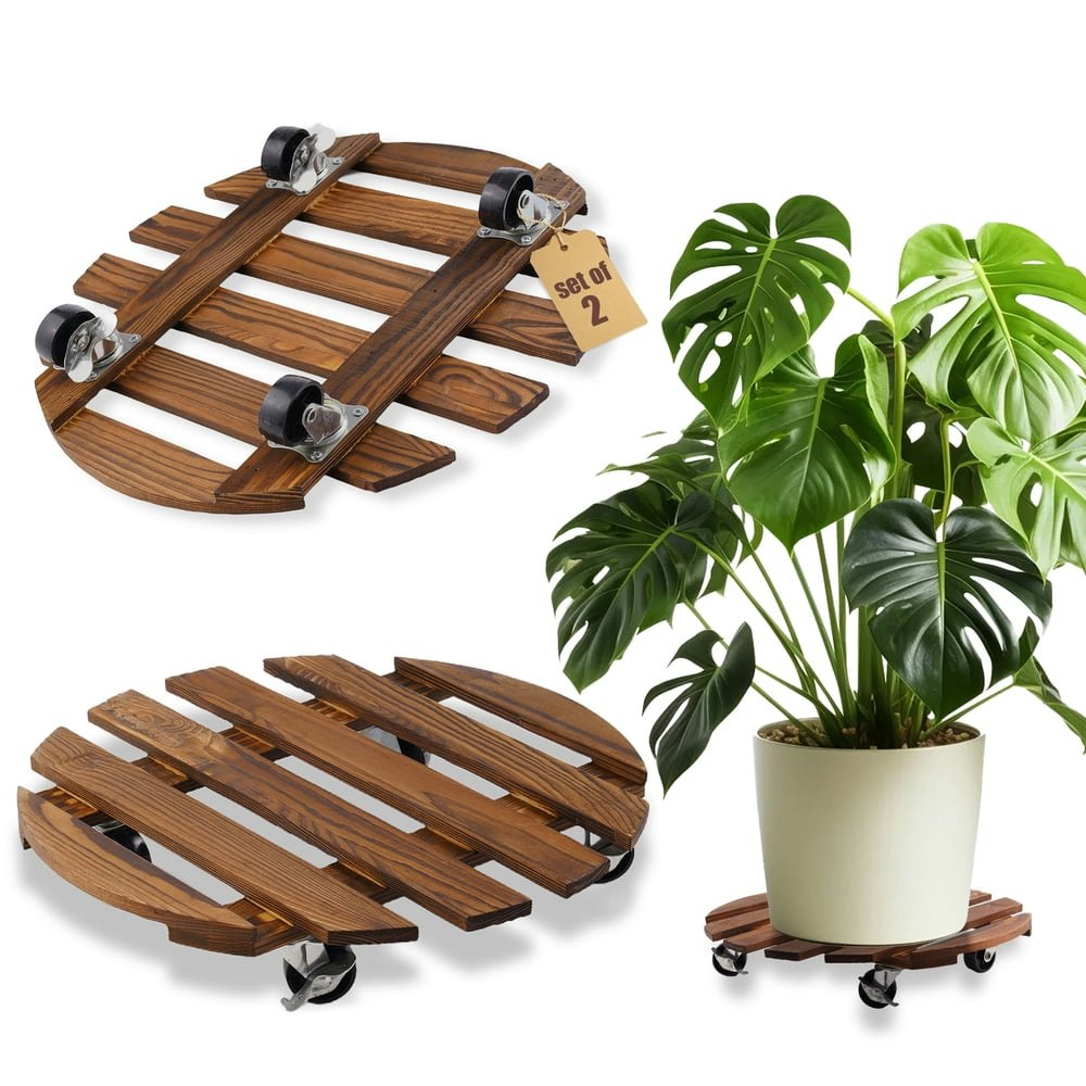 Urorentea 14-inch Wooden Plant Caddy 2-Pack: $22.99 Urorentea 14-inch Wooden Plant Caddy 2-Pack: $22.99