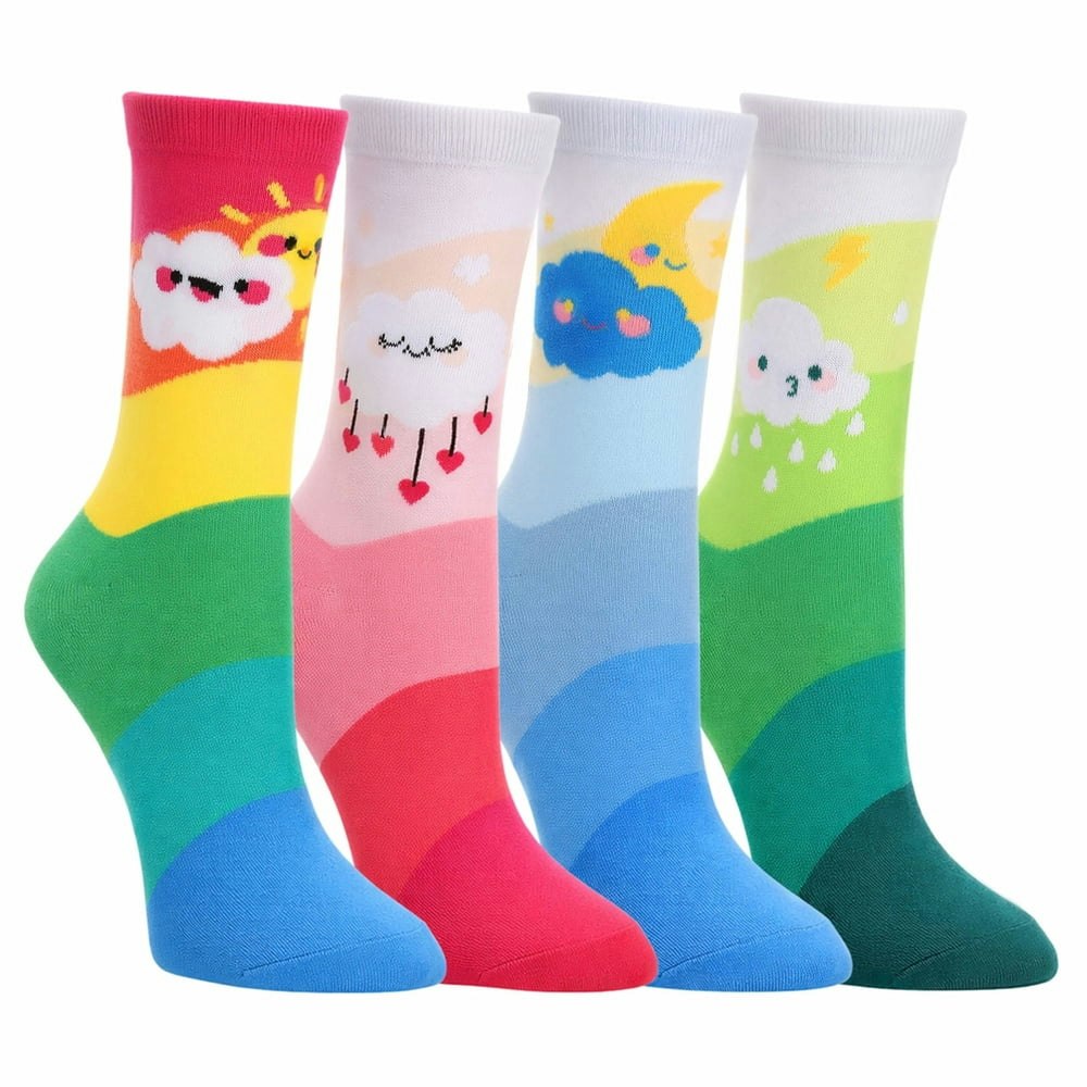 Bocaoying Women's Novelty Crew Socks 4-Pack: $7.99 Bocaoying Women's Novelty Crew Socks 4-Pack: $7.99
