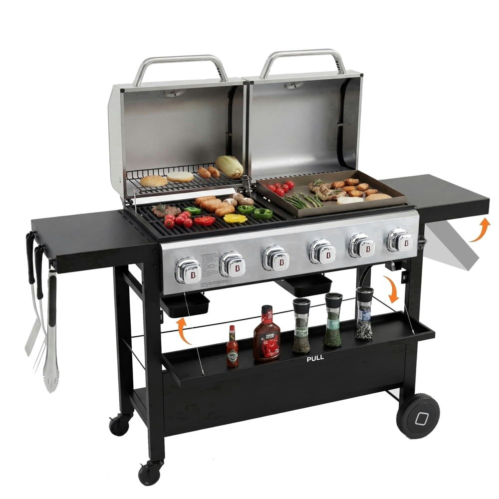Flintex 6-Burner Propane Gas Grill and Griddle Combo: $549.99 Flintex 6-Burner Propane Gas Grill and Griddle Combo: $549.99