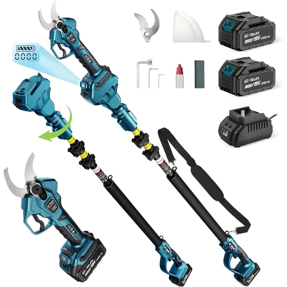 Geveelife 2-in-1 Cordless Electric Pruning Shears with 12.8-Foot Extension Pole: $125.99 Geveelife 2-in-1 Cordless Electric Pruning Shears with 12.8-Foot Extension Pole: $125.99