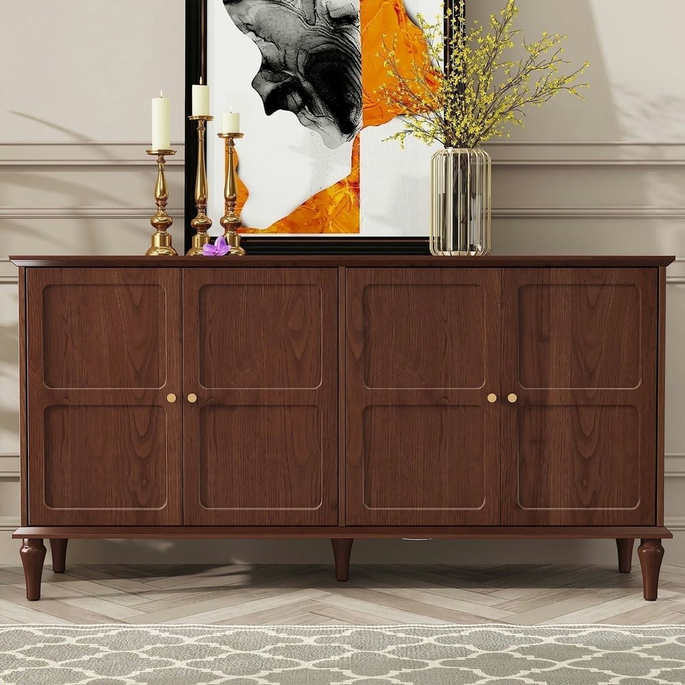 HLR Mid-Century 58-Inch 4-Door Wood Sideboard Cabinet: $188.99 HLR Mid-Century 58-Inch 4-Door Wood Sideboard Cabinet: $188.99