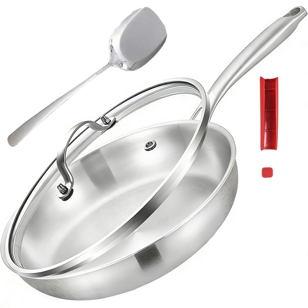 Inqibee 12-inch Tri-Ply Stainless Steel Frying Pan with Lid: $18.59 Inqibee 12-inch Tri-Ply Stainless Steel Frying Pan with Lid: $18.59