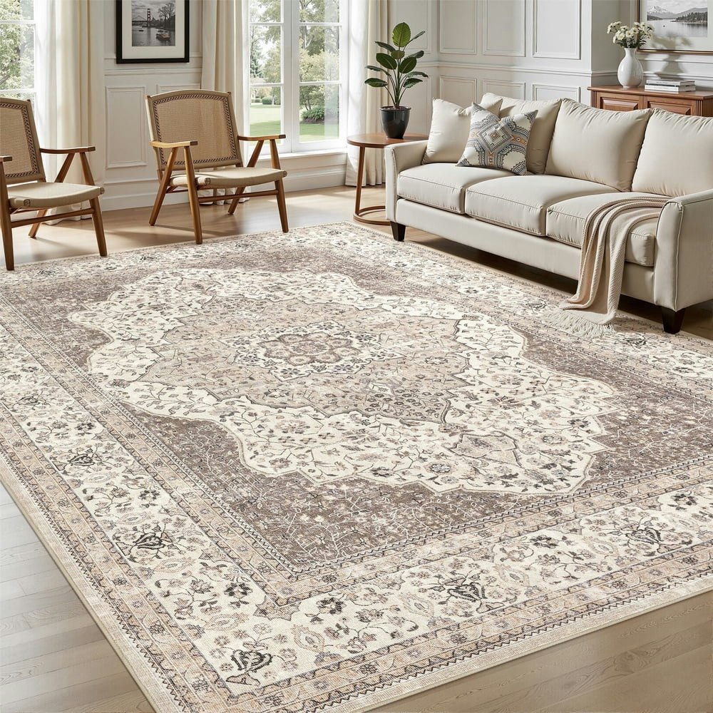 Uermei 8'x10' Vintage Floral Washable Area Rug: $86.49