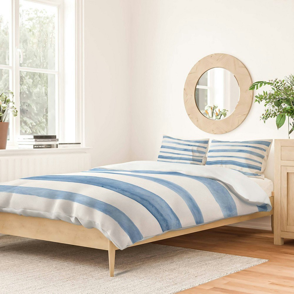 Deny Designs Kelly Haines Blue Watercolor Stripes Duvet and Sham Set: $199.99 Deny Designs Kelly Haines Blue Watercolor Stripes Duvet and Sham Set: $199.99