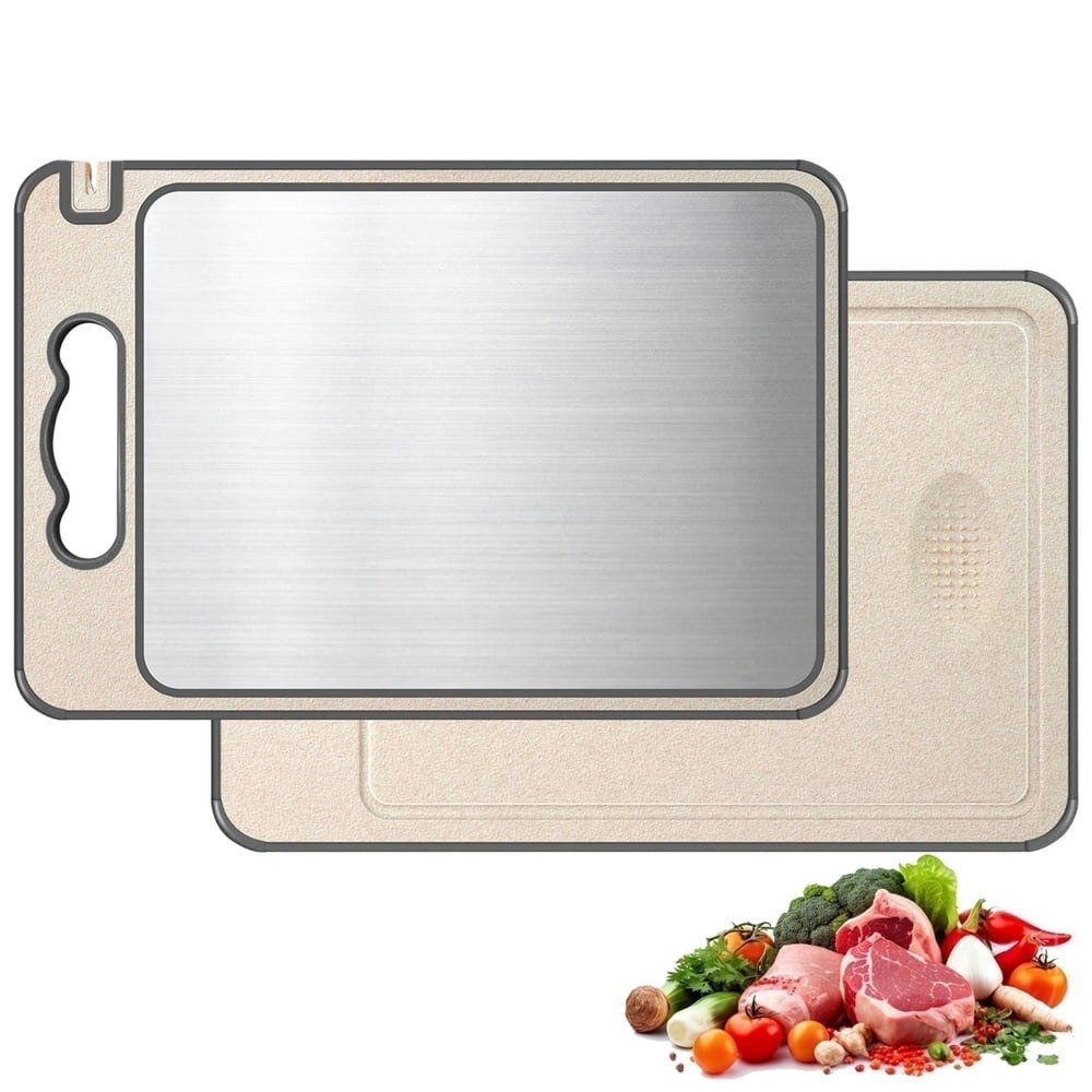 Luvan 15\" x 10\" Stainless Steel and Wheat Straw Cutting Board: $15.99 Luvan 15\" x 10\" Stainless Steel and Wheat Straw Cutting Board: $15.99