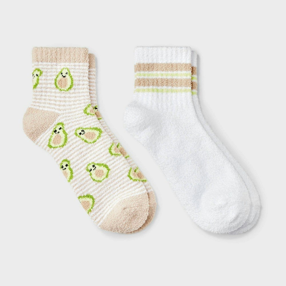 Women's Avocado Cozy Quarter Crew Socks 2-Pack: $8 Women's Avocado Cozy Quarter Crew Socks 2-Pack: $8