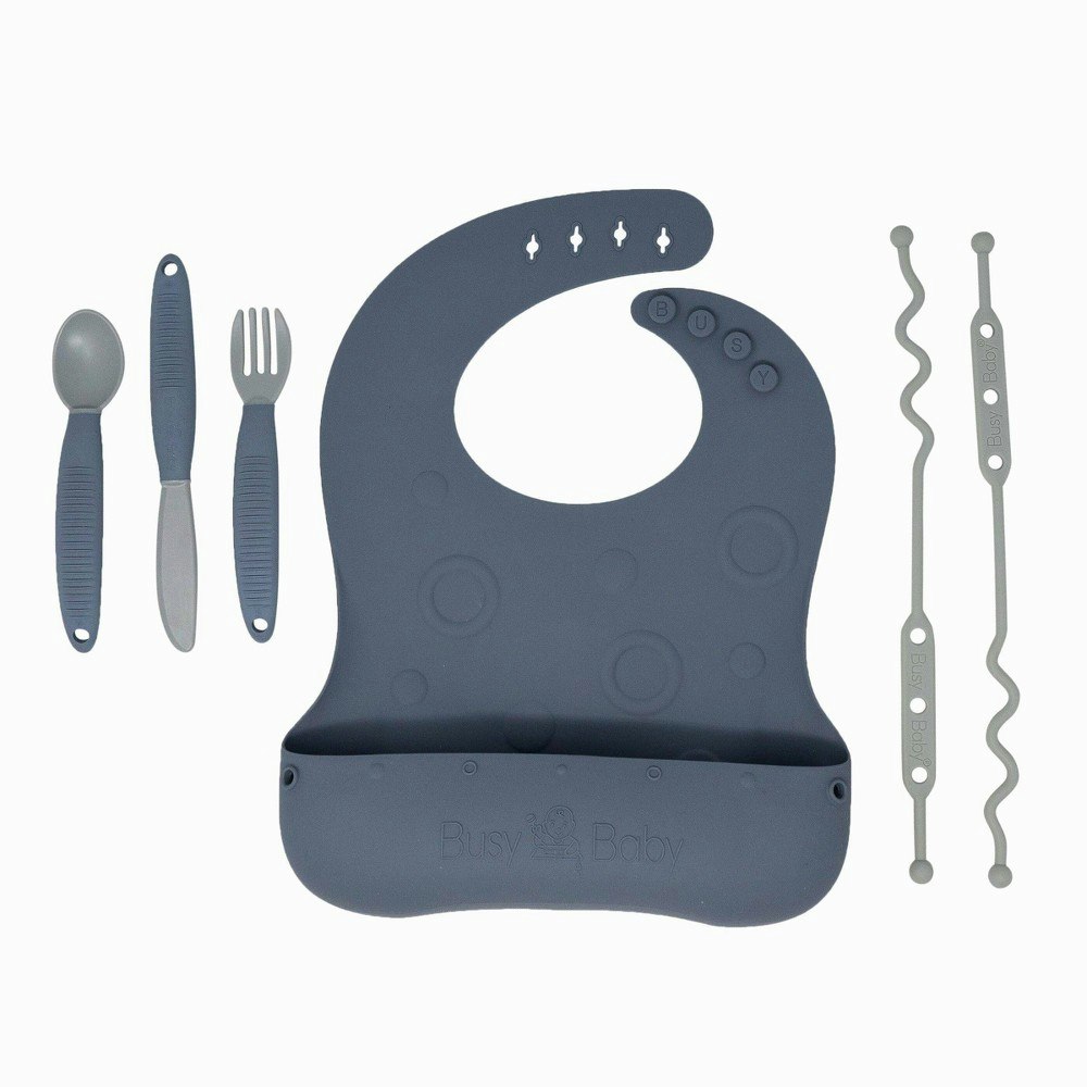 Busy Baby Silicone Stop-Drop Travel Bib and Utensil Set: $17.99 Busy Baby Silicone Stop-Drop Travel Bib and Utensil Set: $17.99