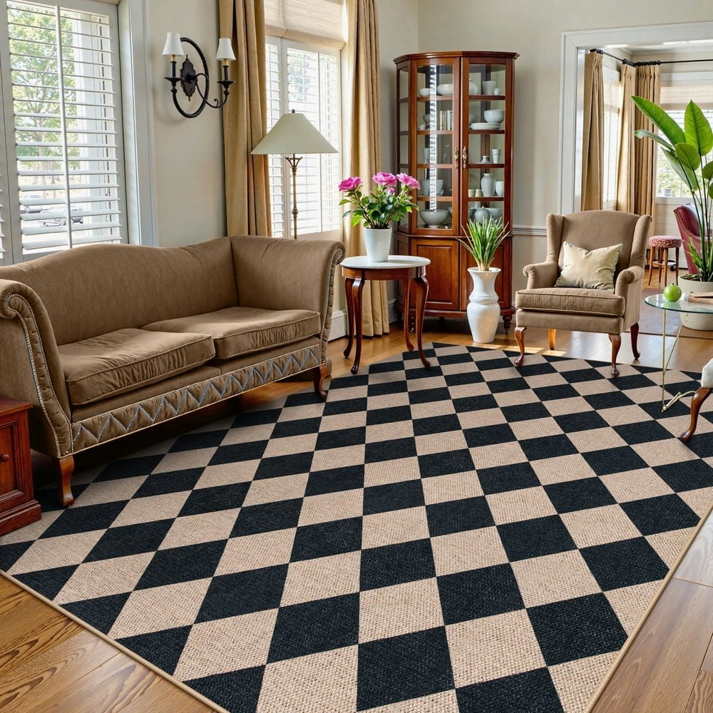 Sunderey 8'x10' Checkerboard Jute Area Rug: $189.99