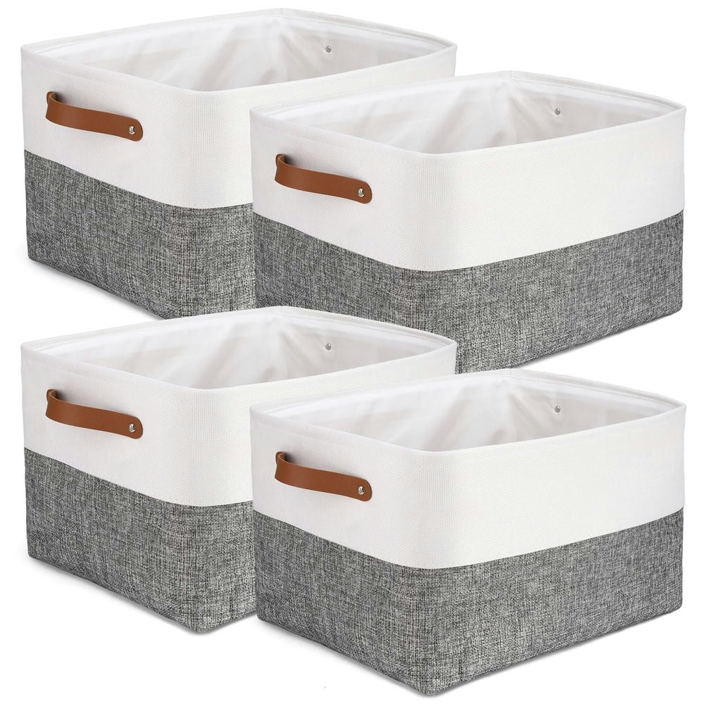 Luiisis 15"x11"x9.5" Fabric Storage Baskets 4-Pack: $24.99 Luiisis 15"x11"x9.5" Fabric Storage Baskets 4-Pack: $24.99