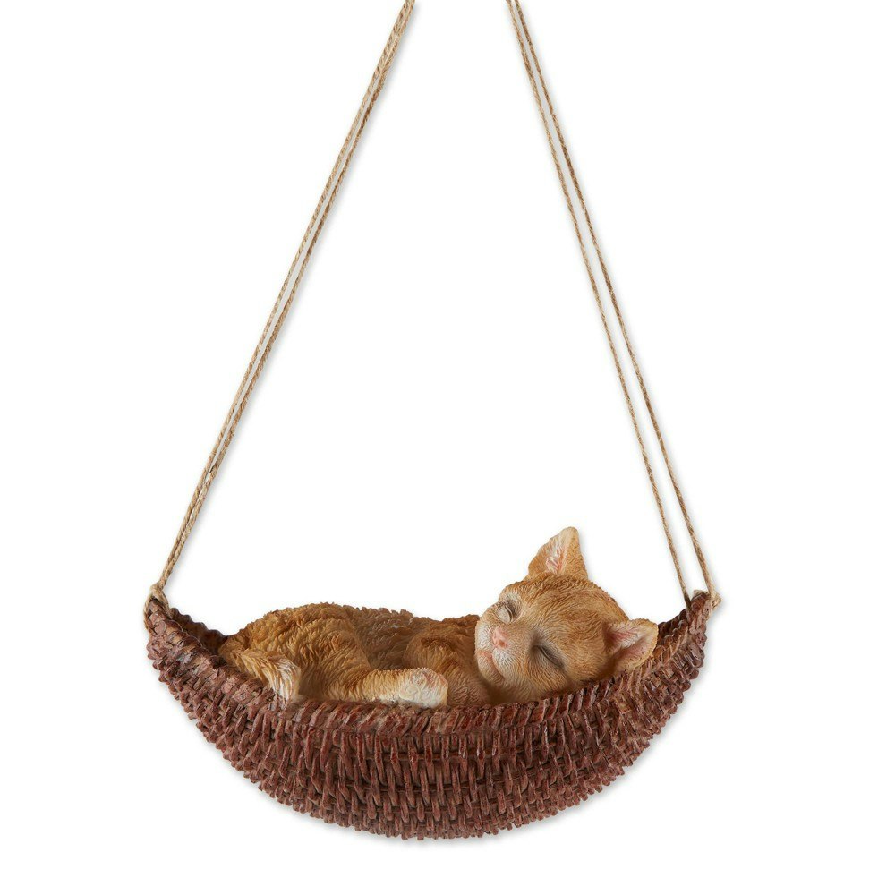 Zingz & Thingz 9.25-inch Polyresin Napping Cat on Hammock Garden Figurine: $27.49