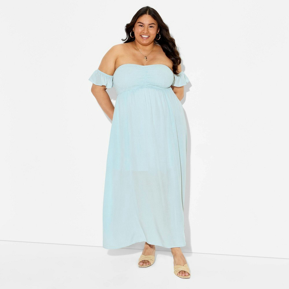 Wild Fable Women's Smocked Flutter Sleeve Maxi Dress 2X: $35 Wild Fable Women's Smocked Flutter Sleeve Maxi Dress 2X: $35