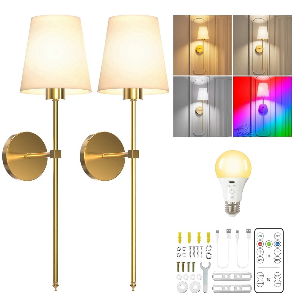 Daybetter Battery Operated Rechargeable Wall Sconces 2-Pack: $42.69