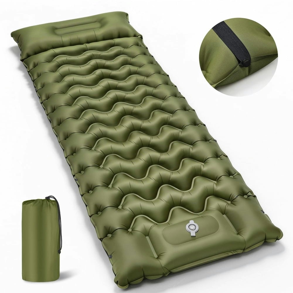 Cotinse Inflatable Camping Sleeping Pad with Foot Pump and Pillow: $28.99 Cotinse Inflatable Camping Sleeping Pad with Foot Pump and Pillow: $28.99