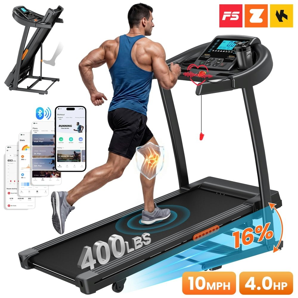 Cofunok 4.0HP 16% Auto Incline Folding Treadmill: $339.99