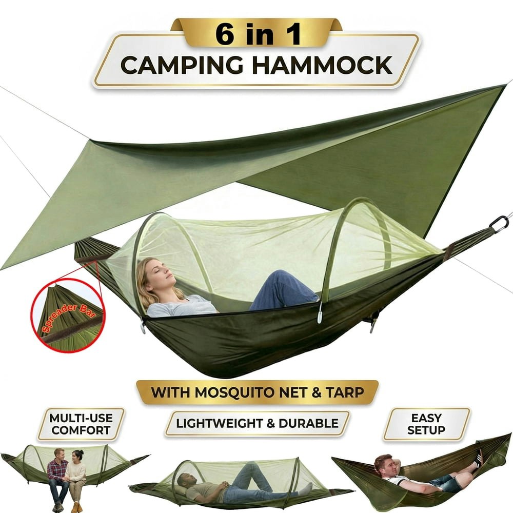 EZBY 2-Person Camping Hammock with Mosquito Net and Tarp: $41.39 EZBY 2-Person Camping Hammock with Mosquito Net and Tarp: $41.39