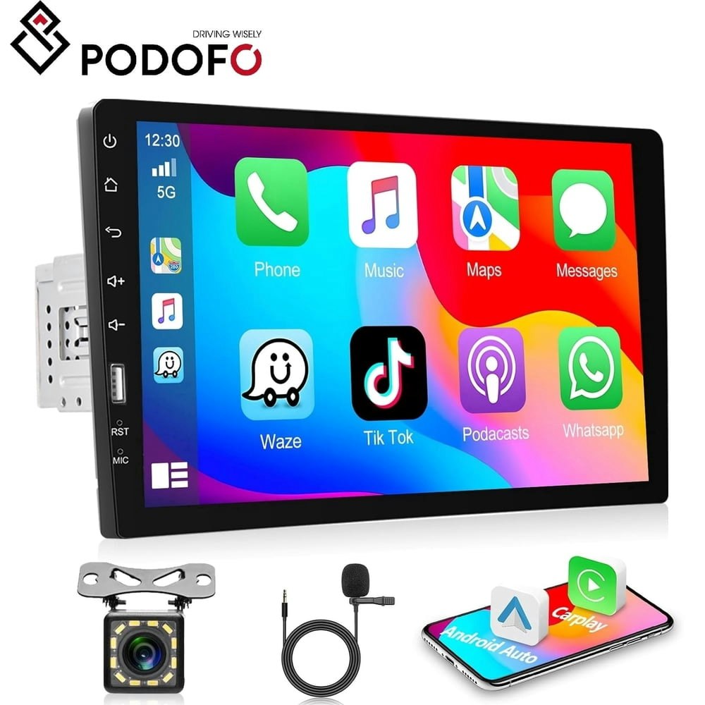Podofo 9-inch Universal Single Din CarPlay Android Auto Car Stereo: $49.99 Podofo 9-inch Universal Single Din CarPlay Android Auto Car Stereo: $49.99