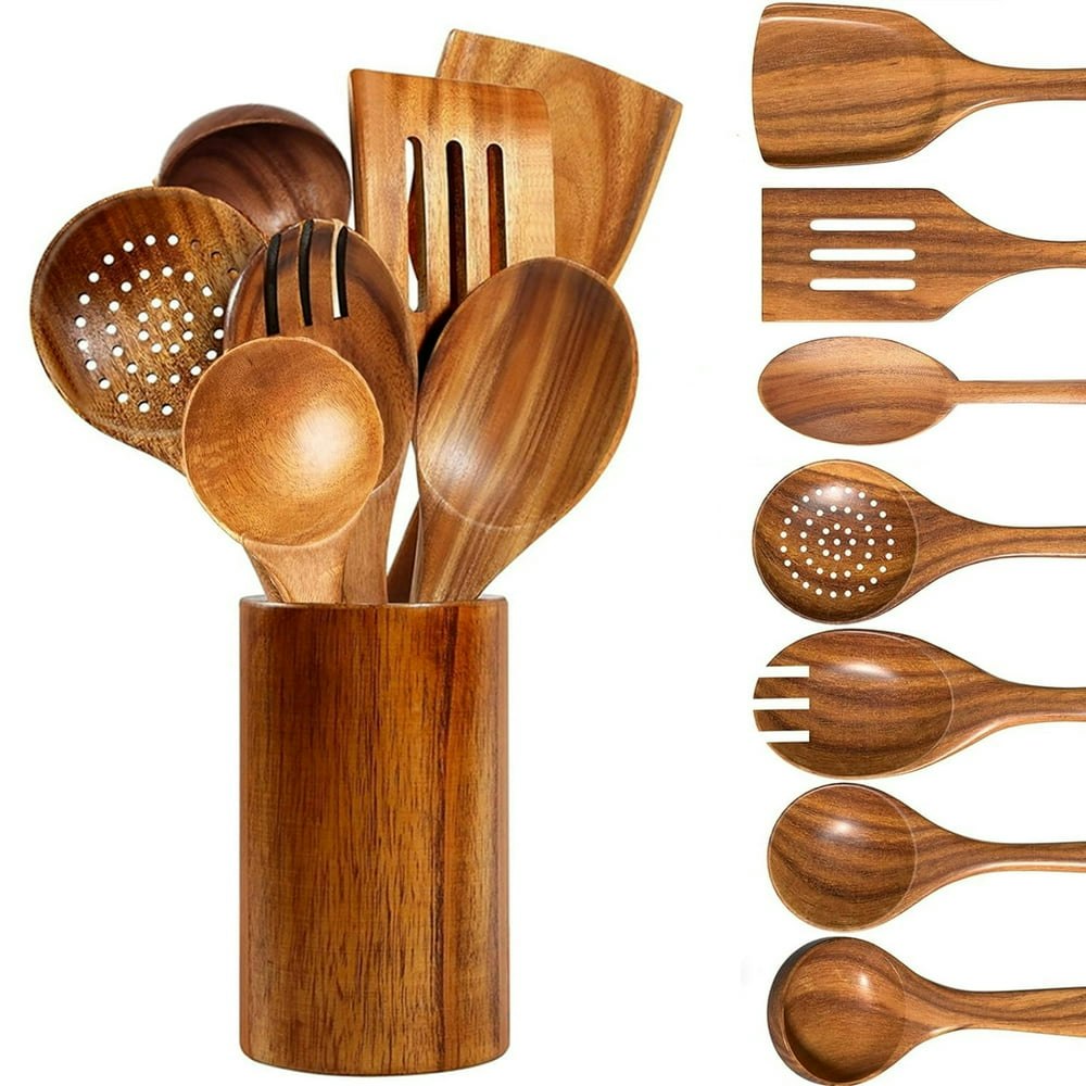 Kisportee 8-Piece Teak Wooden Utensil Set: $24.99 Kisportee 8-Piece Teak Wooden Utensil Set: $24.99
