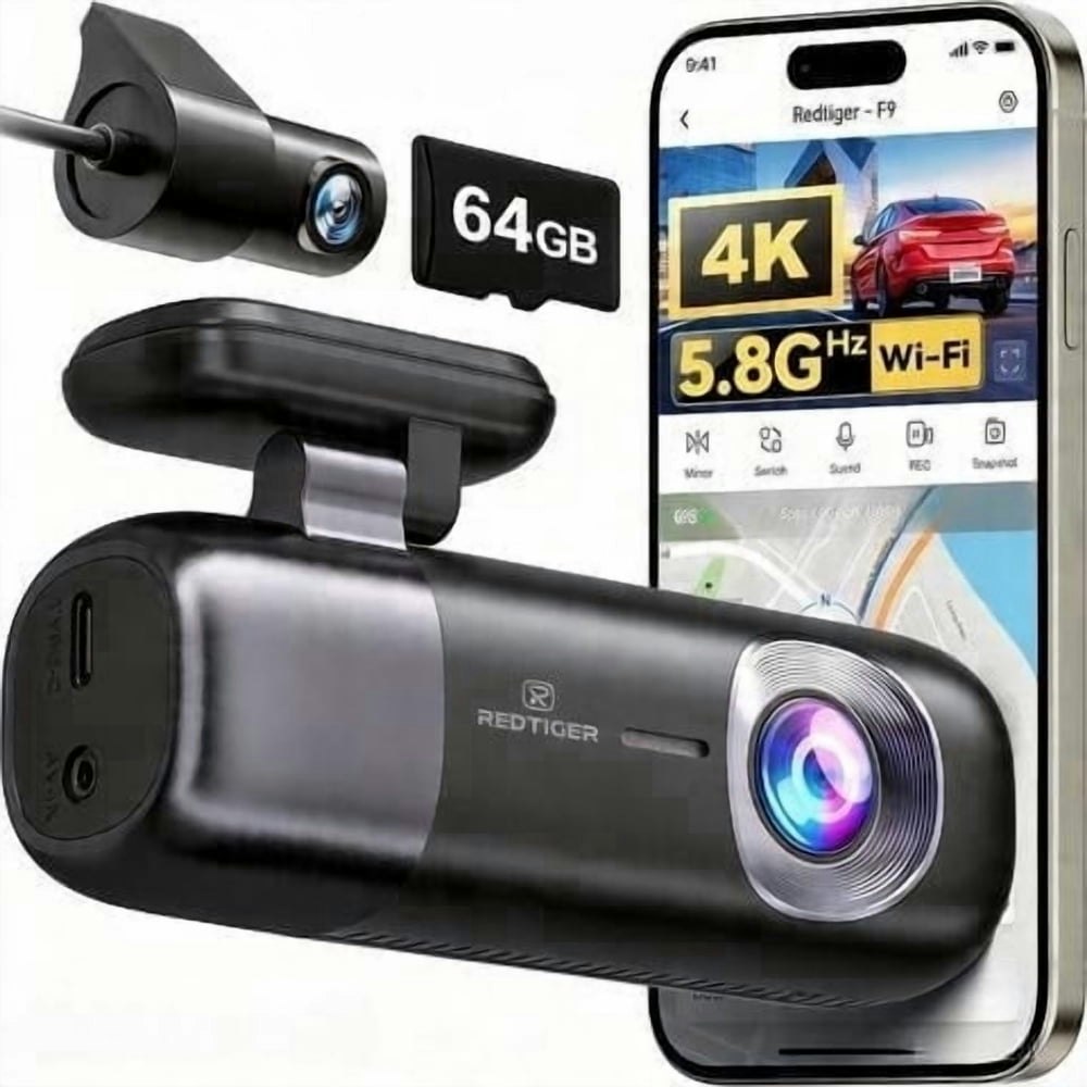 Redtiger 4K Front and 1080p Rear Dash Cam with 64GB SD Card: $80.99 Redtiger 4K Front and 1080p Rear Dash Cam with 64GB SD Card: $80.99