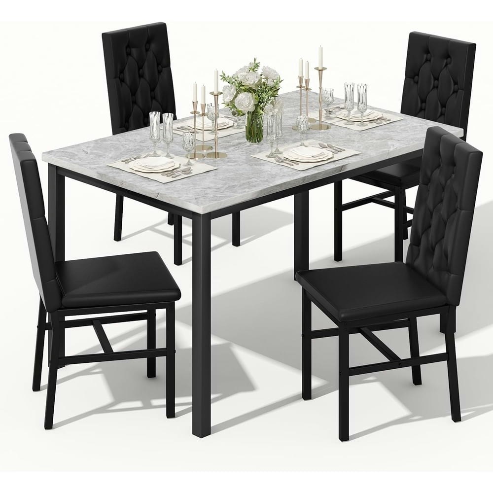 LinkRomat 5-Piece Faux Marble Dining Set: $157.99 LinkRomat 5-Piece Faux Marble Dining Set: $157.99