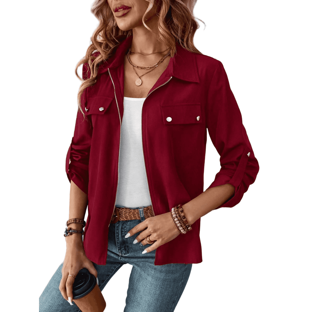 Women's Long Sleeve Lapel Motorcycle Coat: $14.99 Women's Long Sleeve Lapel Motorcycle Coat: $14.99
