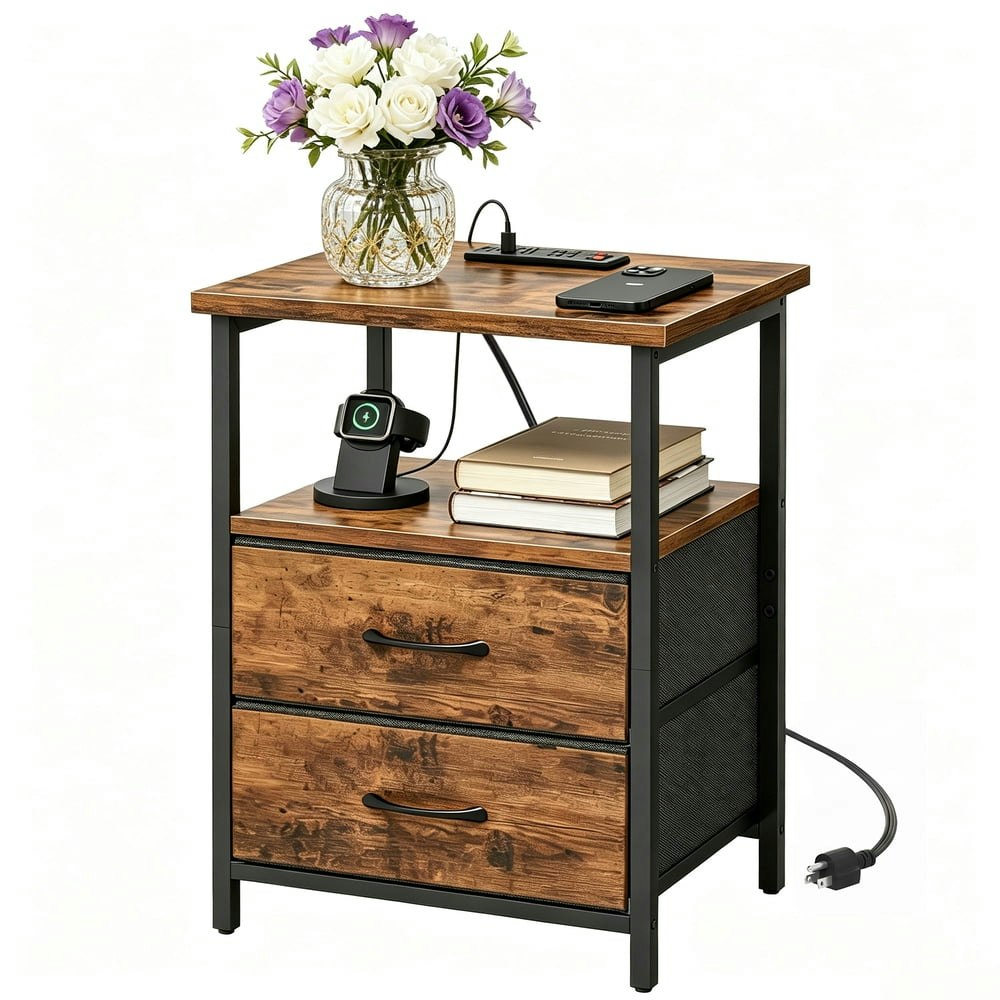 Behome Nightstand with Charging Station: $44.99 Behome Nightstand with Charging Station: $44.99