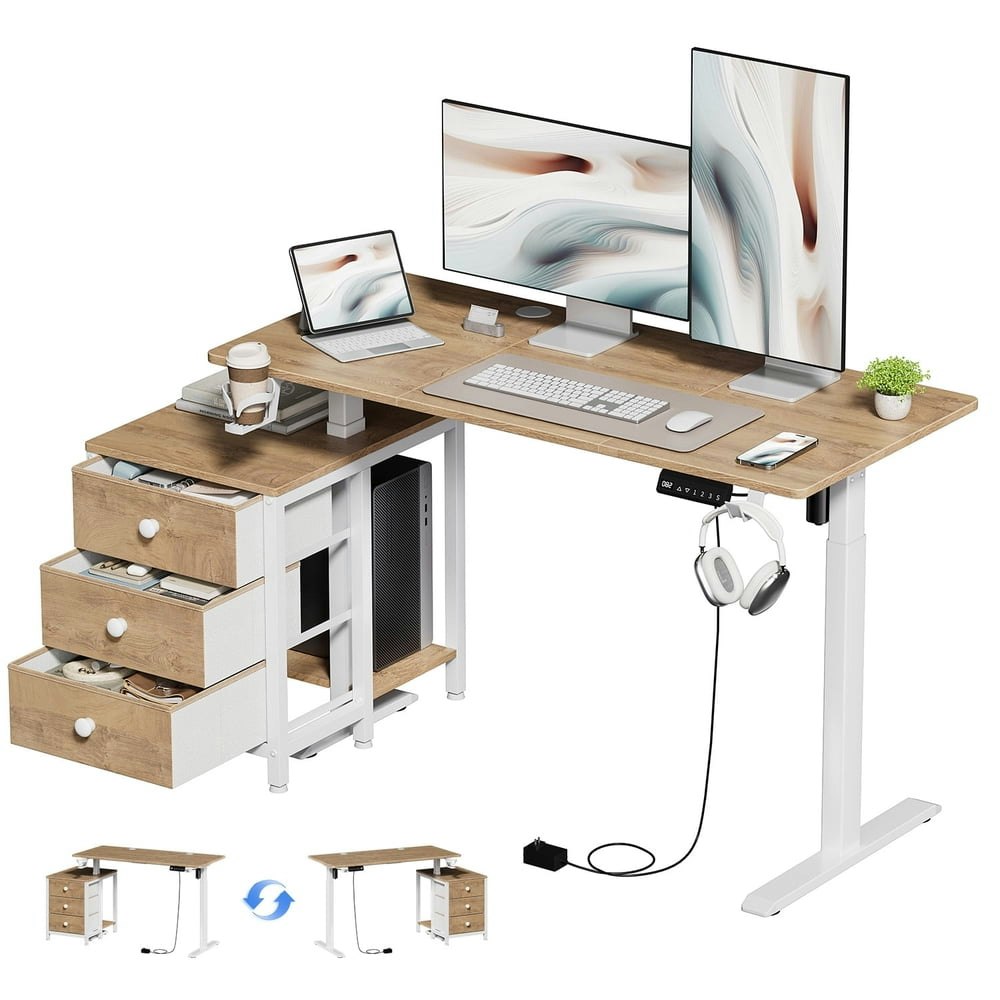 Gunaito 47.2-inch Electric Standing Desk with 3-Drawer Cabinet: $124.99 Gunaito 47.2-inch Electric Standing Desk with 3-Drawer Cabinet: $124.99