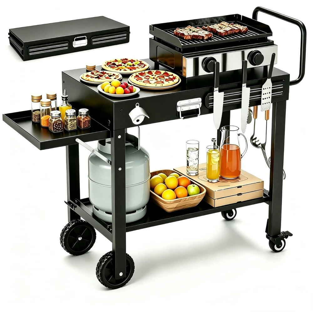 Portable Foldable Outdoor Grill and Pizza Oven Cart: $98.99 Portable Foldable Outdoor Grill and Pizza Oven Cart: $98.99