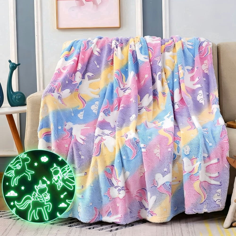 LukcyApr 50"x60" Unicorn Glow-in-the-Dark Blanket: $16.99 LukcyApr 50"x60" Unicorn Glow-in-the-Dark Blanket: $16.99