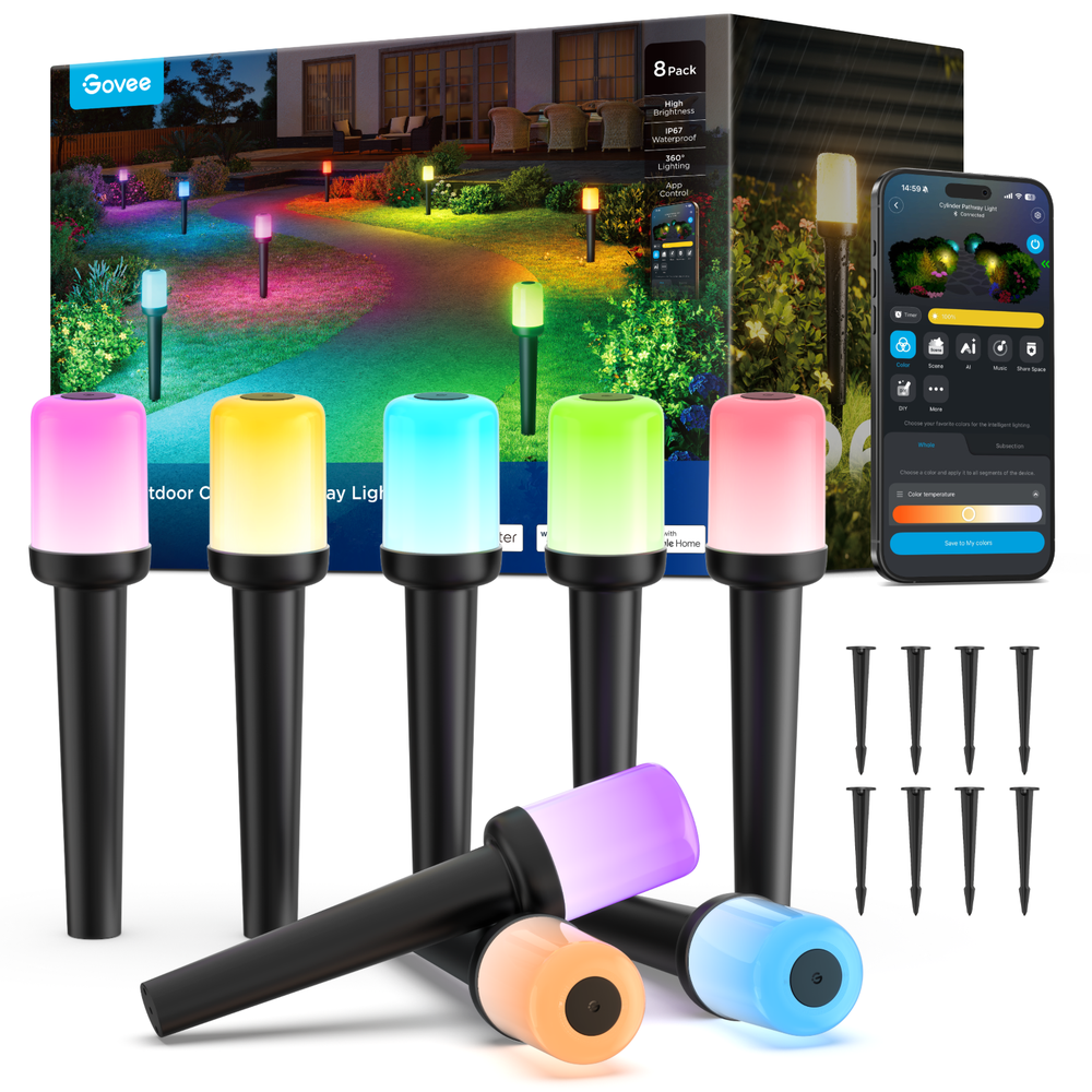 Govee 8-Pack Outdoor Cylinder Pathway Lights: $169.99 Govee 8-Pack Outdoor Cylinder Pathway Lights: $169.99